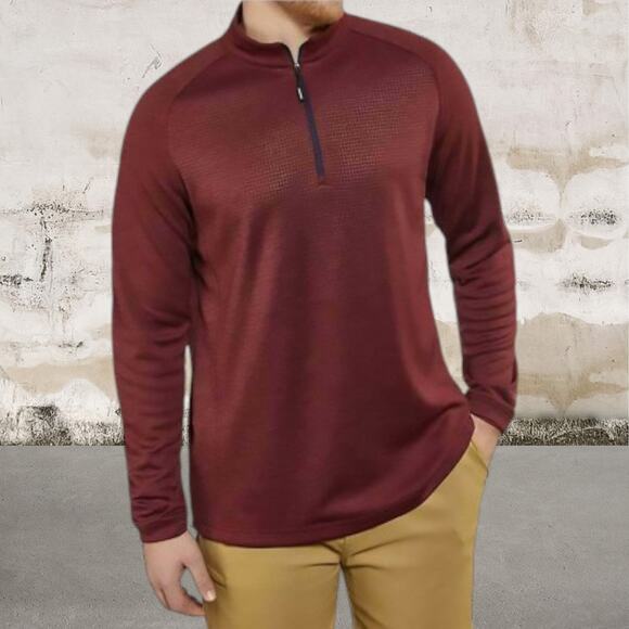 Bollé Mens Performance 1/4 Zip Long Sleeve Pullover Reddish Orange - Size Large - Picture 1 of 5